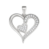 Double Heart Moissanite Pendant - 925 Sterling Silver